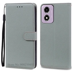 Leather Flip Wallet Phone Case - Premium Protective Cover for Moto E14 (Gray)