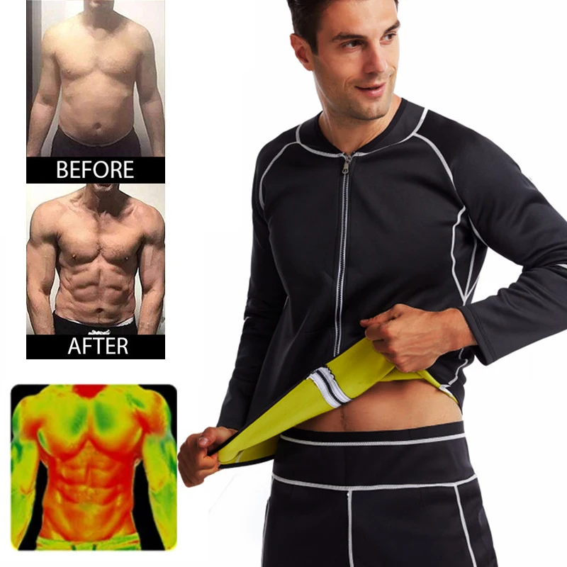 CXZD Sweat Neoprene Sauna Suit for Men Weight Loss Workout Shirt Slimming Pants Body Shaper Fitness Jacket Gym Top Shapewear body shaper sweat sauna suit
