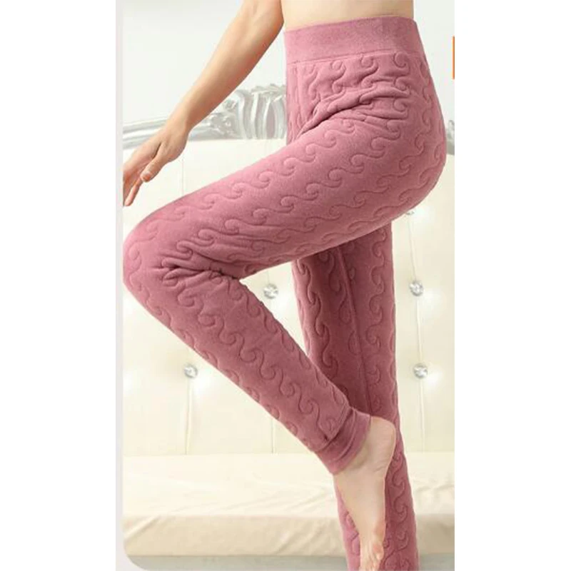 Autumn Winter Solid Plus Velvet Seamless Thick Leggings Ladies High Waist Stretch Warm Bottoming Pants Women's Clothing Trousers