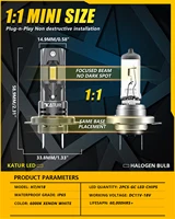 Katur 2x H7 LED Bulb 22000LM 120W 1:1 Mini Size Head Lamp Wireless Super Bright 6000K White H7 Headlight Fog Light DRL - Image 6