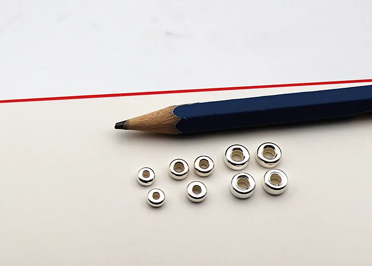 10 Stück solide 925 Sterling Silber Perlen Spacer lose Perlen Rondelle DIY Schmuck machen Komponenten finden Zubehör – Detail 1