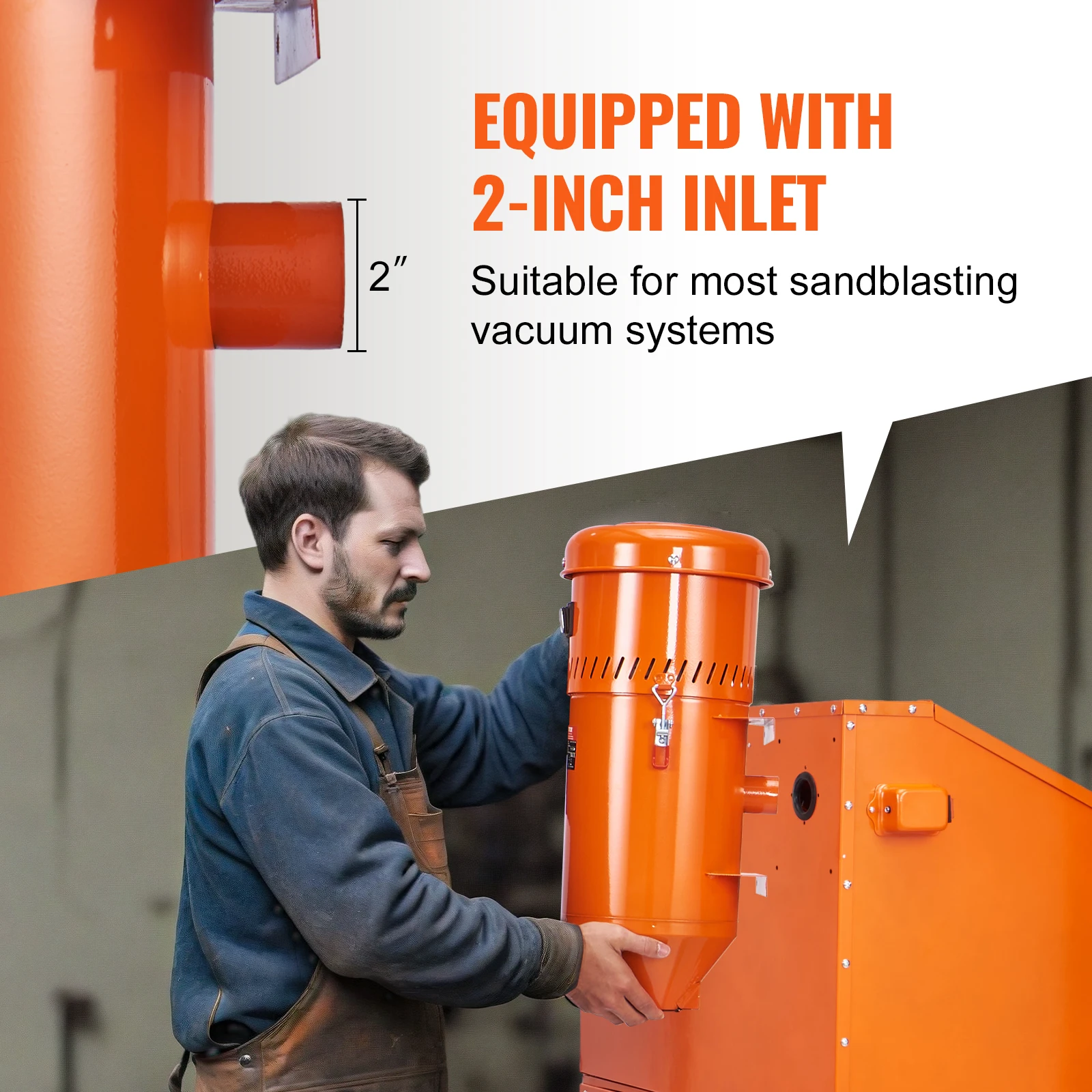 SucceBuy Dust Collection System 1.6-HP Dust Collector Media Reclaimer w/ 1.8 Gal Capacity-Universal Fit for Sandblaster Cabinets