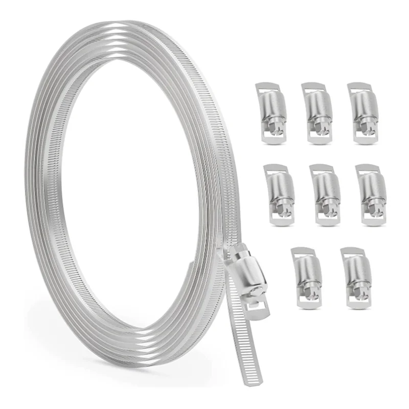 10FT Stainless Steel Hose Clamp  ortment Kit,Worm Gear Band Hose Clamp Screw Pipe Clamp for Duct,Tube and Fuel Line