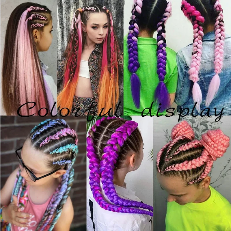 H&STAR 24 Inch Jumbo Braids Extensions Synthetic Braiding Hair Afro Ombre Color kanekalon Hair for Girls