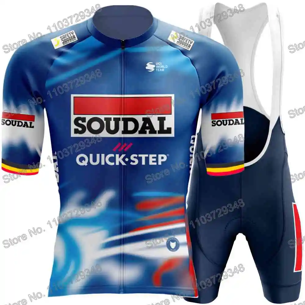 Soudal Quick Step Belgium Cycling Jersey Men's Set Summer Cycling Clothing Road Race Bike Shirt Suit MTB Bicycle Bib Shorts