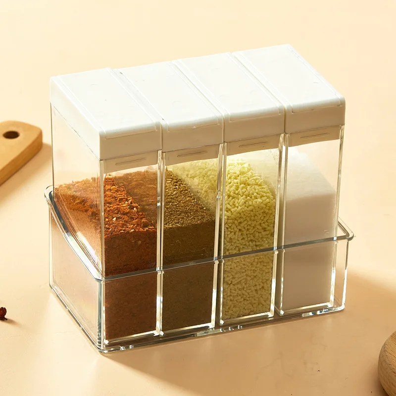 Seasoning Box Combination Canister Set Four Grid Storage Jar Spice Container seasoning jar spice jar