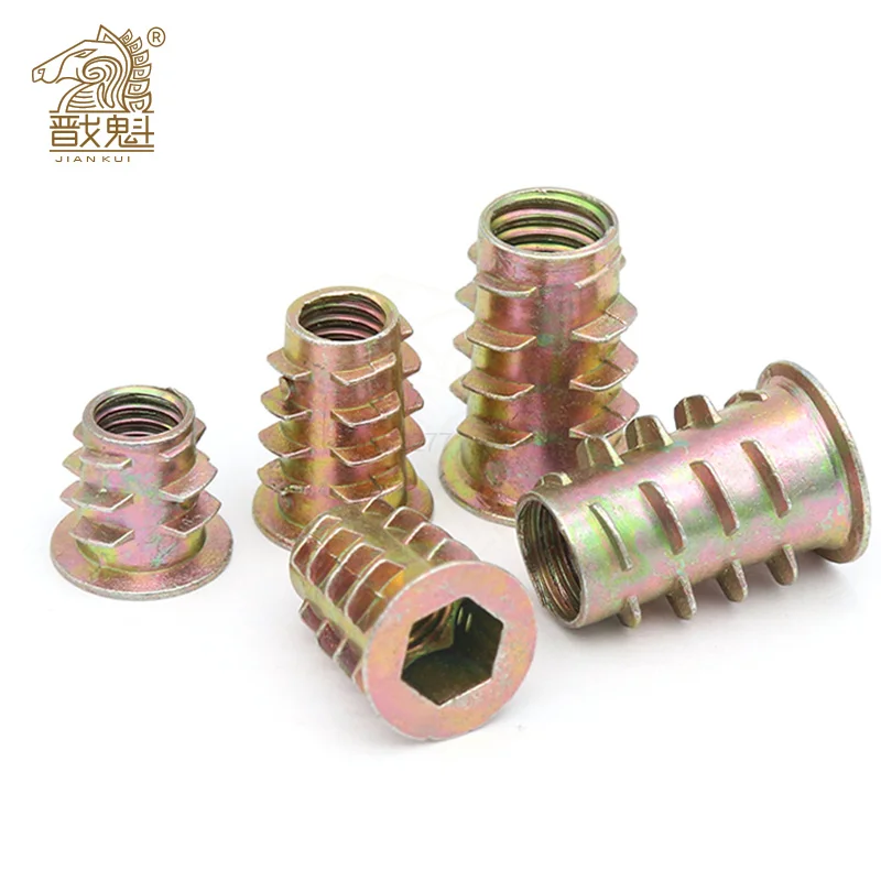 

10X M4 M5 M6 M8 Metal Hexagon Hex Socket Head Embedded Insert Nut E-Nut for Wood Furniture Inside and Outside Thread Zinc-alloy