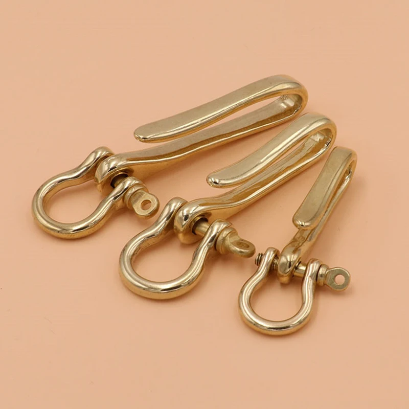 1 Stück Messing Schlüssel bund abnehmbarer Anhänger Clip Gürtel u Haken Retro Schlüssel ring Brieftasche Ketten verschluss mit Schäkel Angelhaken – Detail 1