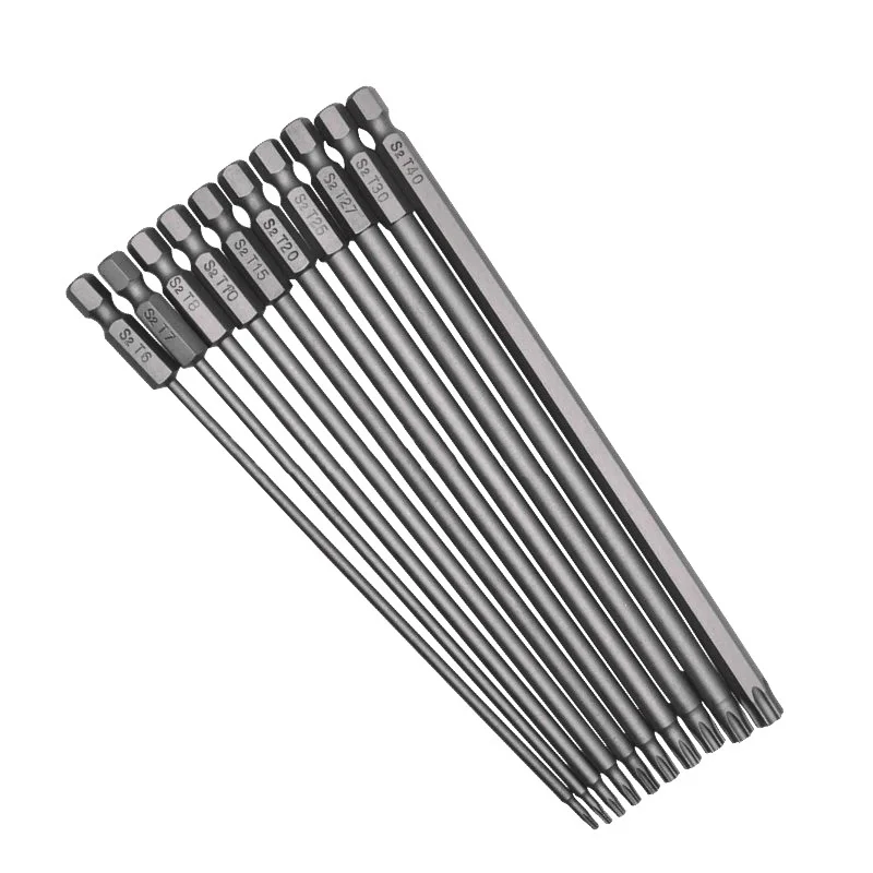 10Pcs Solid Torx Screwdriver Set Bits 150mm Length Six Star Screw 10pcs-solid-torx-screwdriver-set-bits-150mm-length-six-star-screw