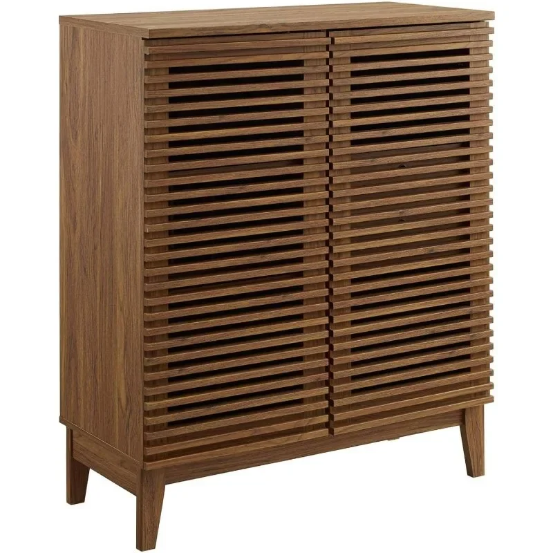 Render Mid-Century Modern Wine Rack Storage, Bar Cabinet, Walnut High Quality