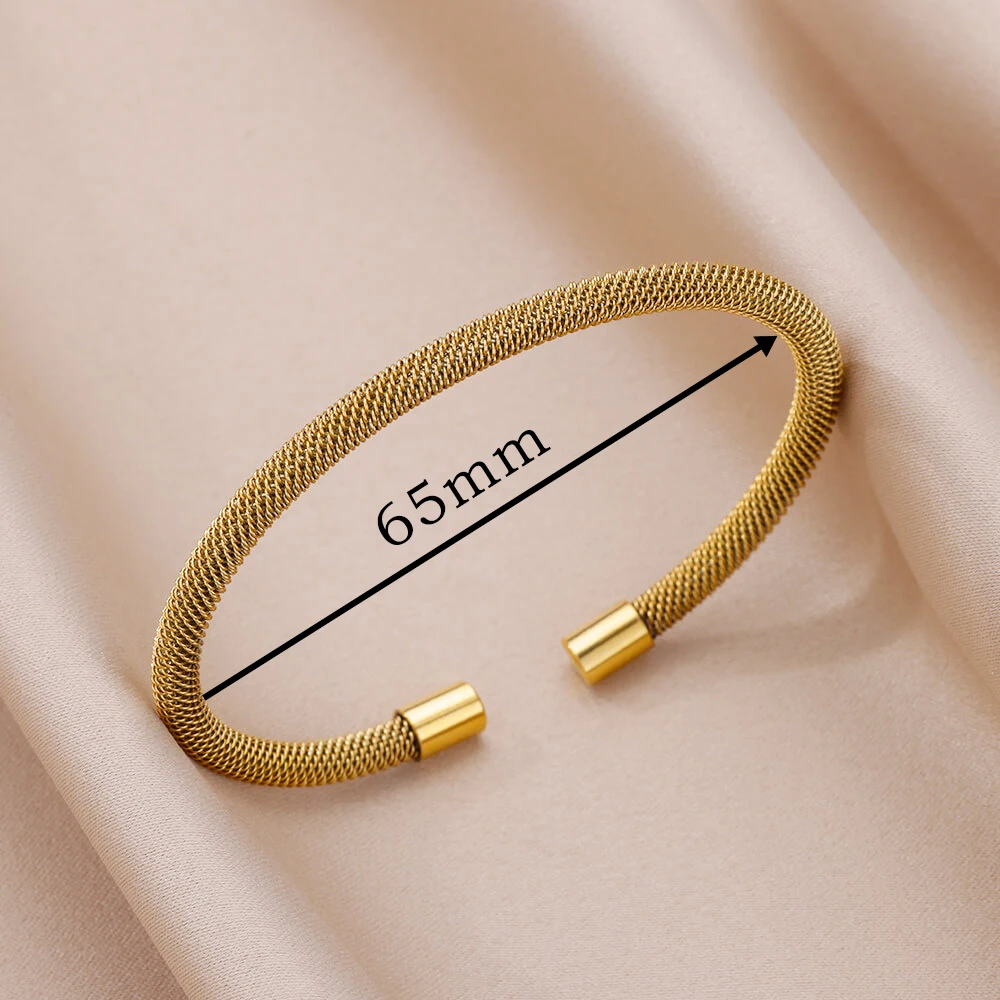 Stainless Steel Bangle Bracelets for Women Men Gold Color Luxury