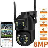 Caméra Wifi PTZ 8MP 4K avec double objectif, double écran, détection humaine AI, caméra IP de sécurité CCTV extérieure sans fil 1