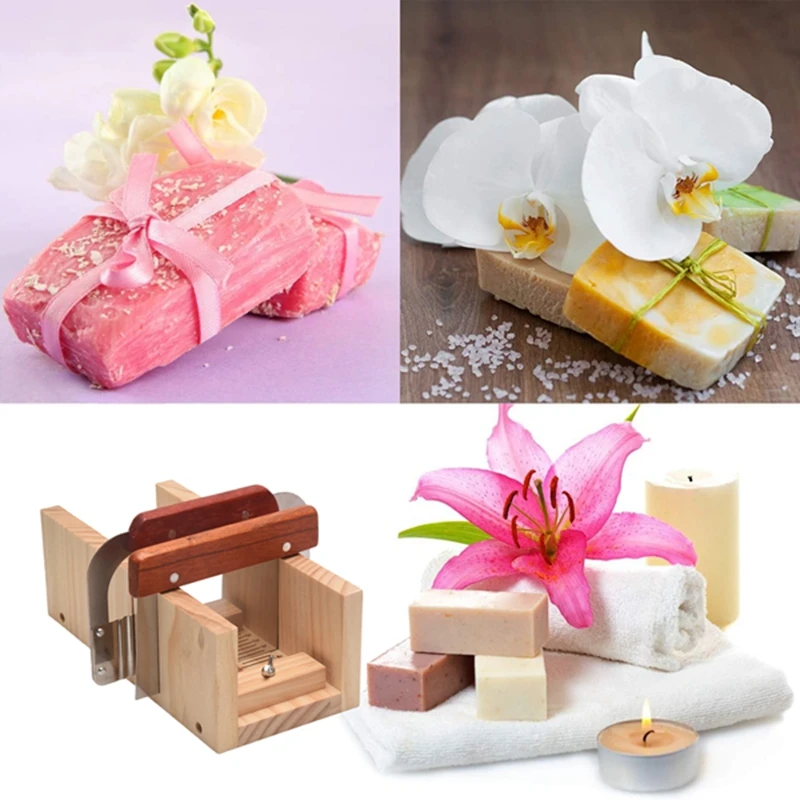 New 9PCS Silicone Soap Molds Kit,Rectangular Wooden Silicone Soap Mold Cutter Slicerhandmade DIY For Cake Making