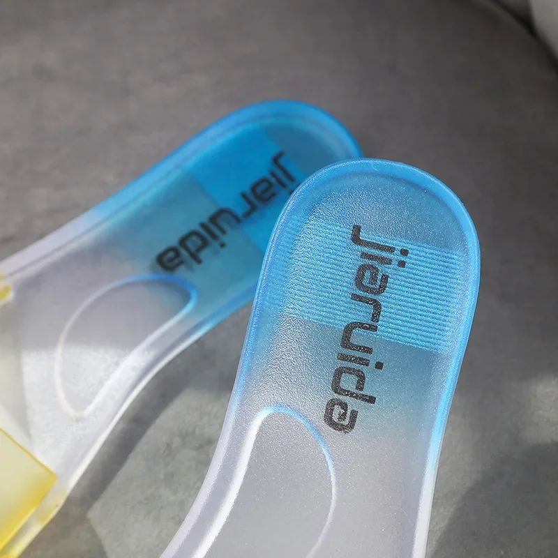 Fashionable Crystal Transparent Flat Slippers Candy Colored Casual Ladies Shoes Women's Waterproof Sandals Versatile Flip Flops