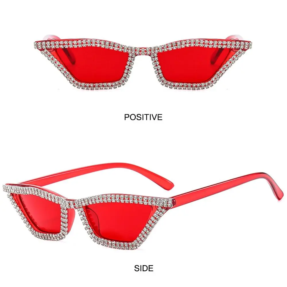 Retro Kleine Cat-Eye-Sonnenbrille Dreieckiger Rahmen Diamant-Kristall Funkelnde Gläser Disco-Party-Brillen für Frauen – Detail 8
