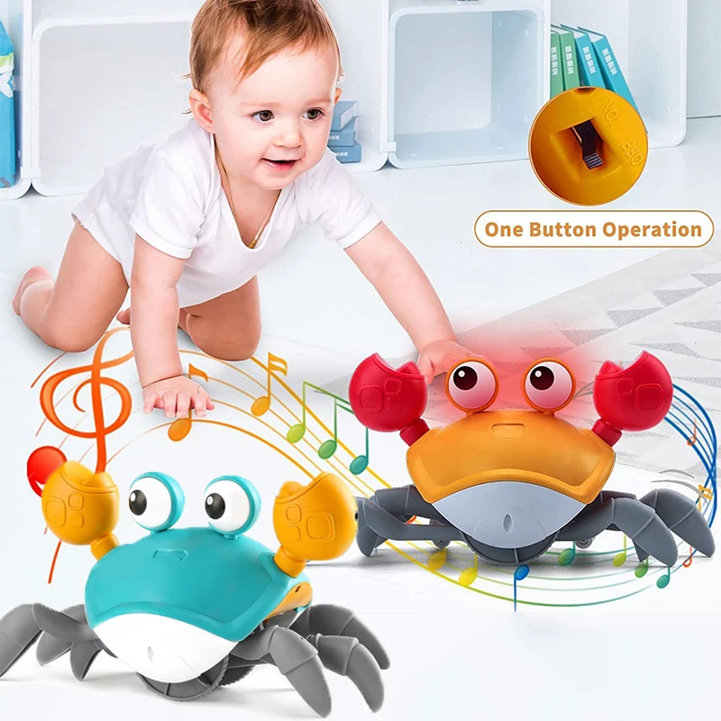 

Перезаряжаемый ходячий краб, детские игрушки с музыкой и искусственными элементами, позволяют избежать препятствий, интерактивные игрушки для ползания живота для детей