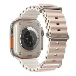 Ocean Silicone Strap for Apple Watch - Premium Wristband Bracelet (Milk and white)