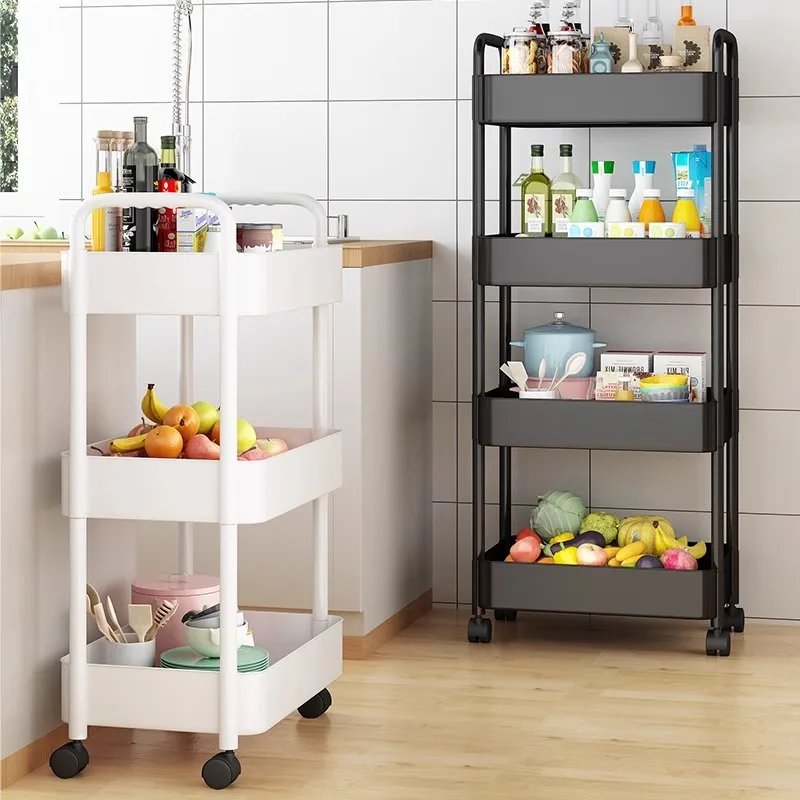 Storage rack trolley french window kitchen multi-storey mobile bathroom bedside snacks bookshelf