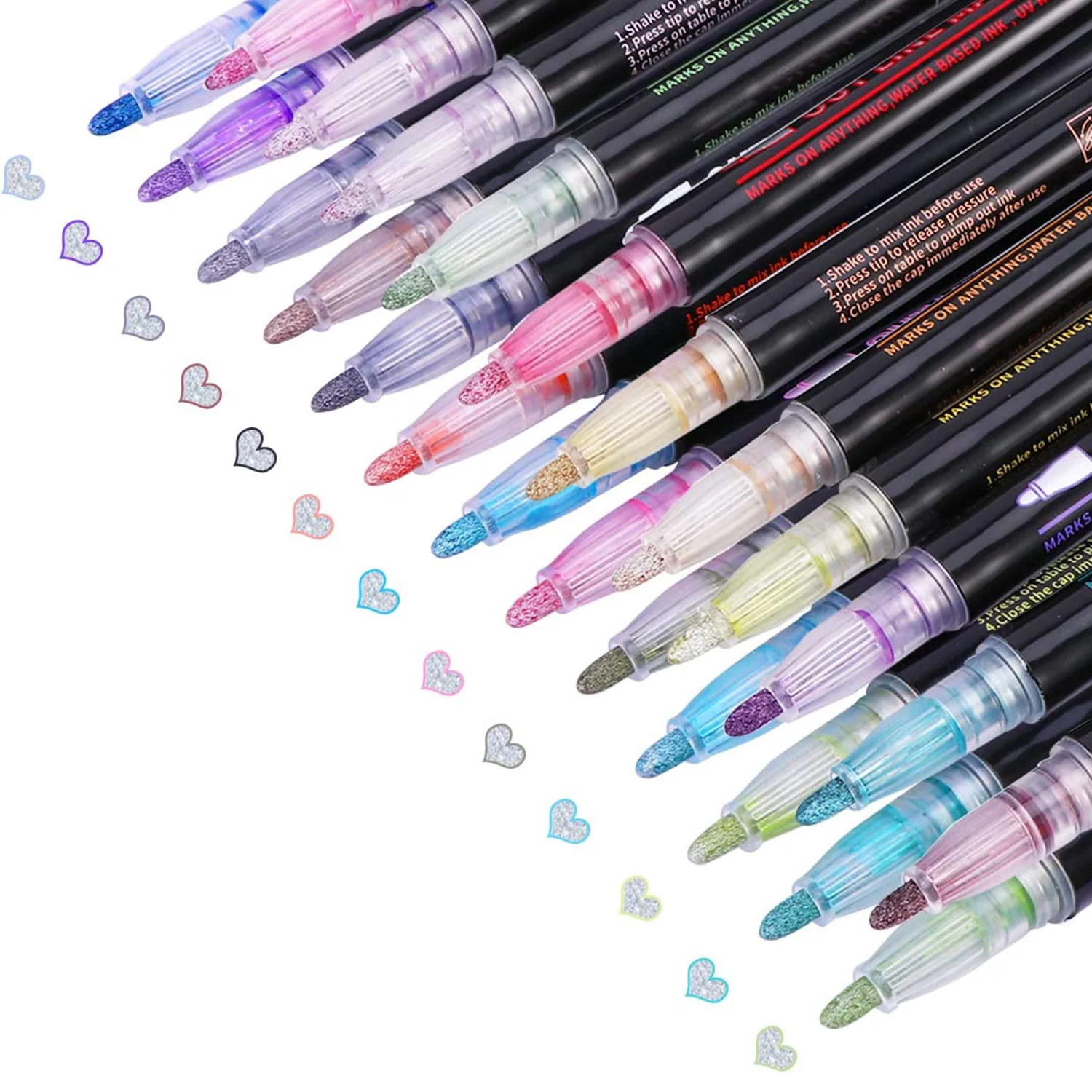 

Double Line Outline Pens 24 Colors Super Squiggles Outline Markers Self-Outline Metallic Markers Glitter Writing Drawing Pens