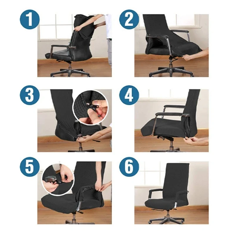 Computer Chair Cover Modern Spandex Slipcovers Office Chair Case Armrest Cover Dust Cover Removable Anti-dirty Chairs Slipcover 6