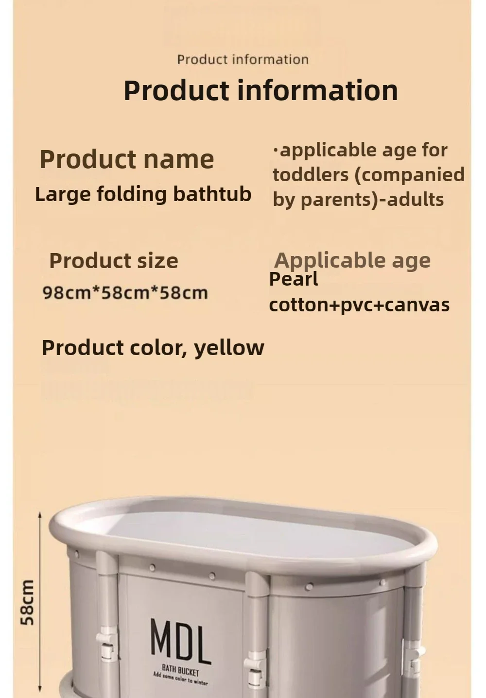 Installation-Free Foldable Bath Bucket Household Bath Bucket Adult and Child Bathtub Full Body Sweat Steam Bucket Tarpaulin 6