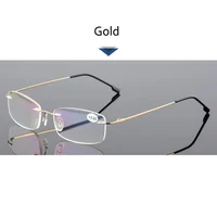 May Flower Blue Light Blockin Ultralight Memory Titanium Rimless Reading Glasses Men&Women Presbyopic Eyeglasses +1.0 +1.5 +2.0 5