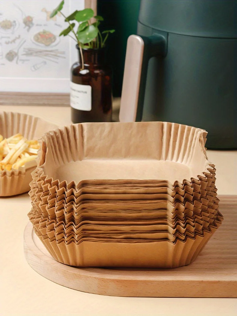 Papier cuisson air fryer antiadhésif 50 pièces friteuse four micro-ondes