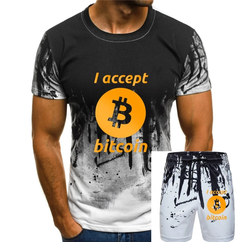 

Я принимаю Биткоин футболку для мужчин 2018 Новое поступление Camiseta Повседневный Топ дизайнерские модные футболки с круглым вырезом