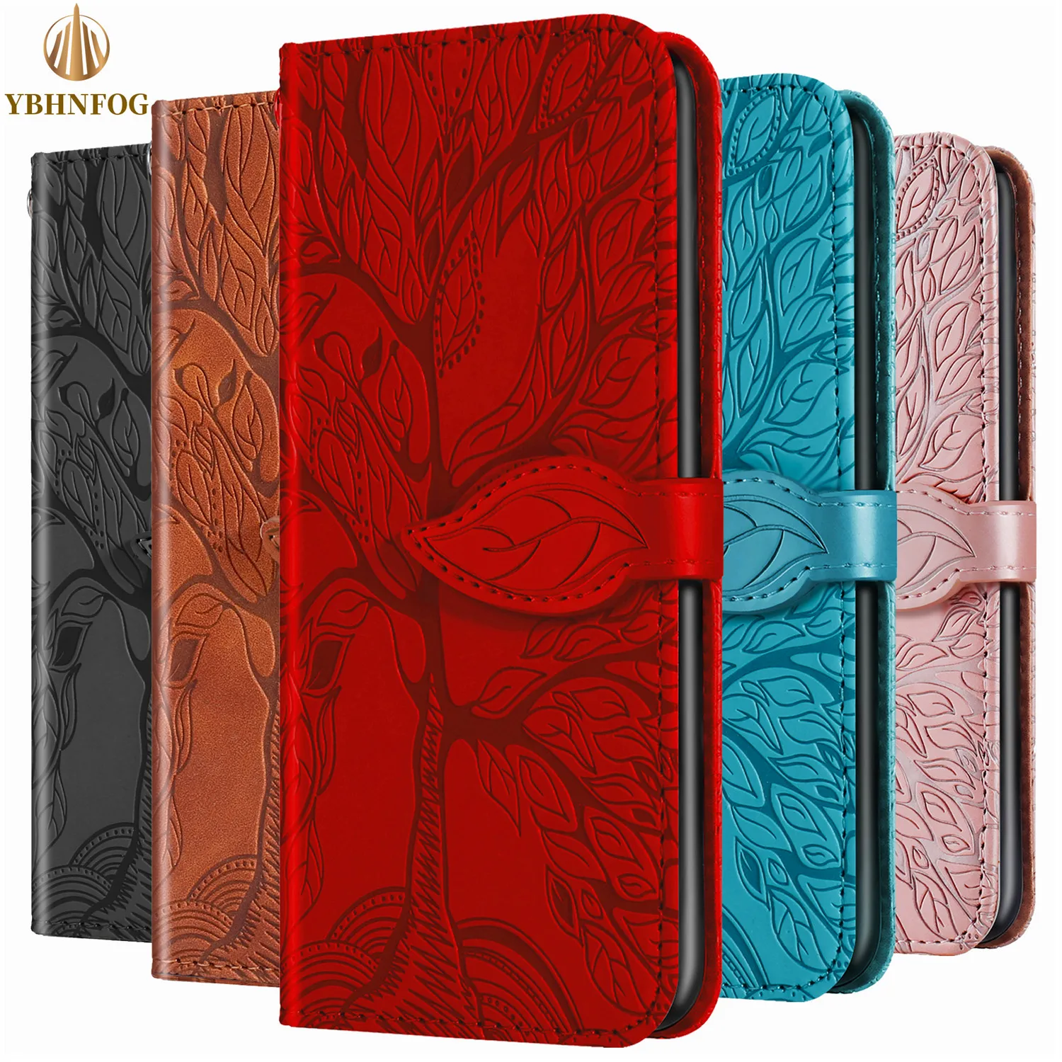 3D Tree Pattern Leather Flip Phone Case For iPhone 13 11 Pro Max 12 Mini XR X XS 6 6S 7 8 Plus SE 2020 Holder Wallet Satnd Cover apple 13 case iPhone 13