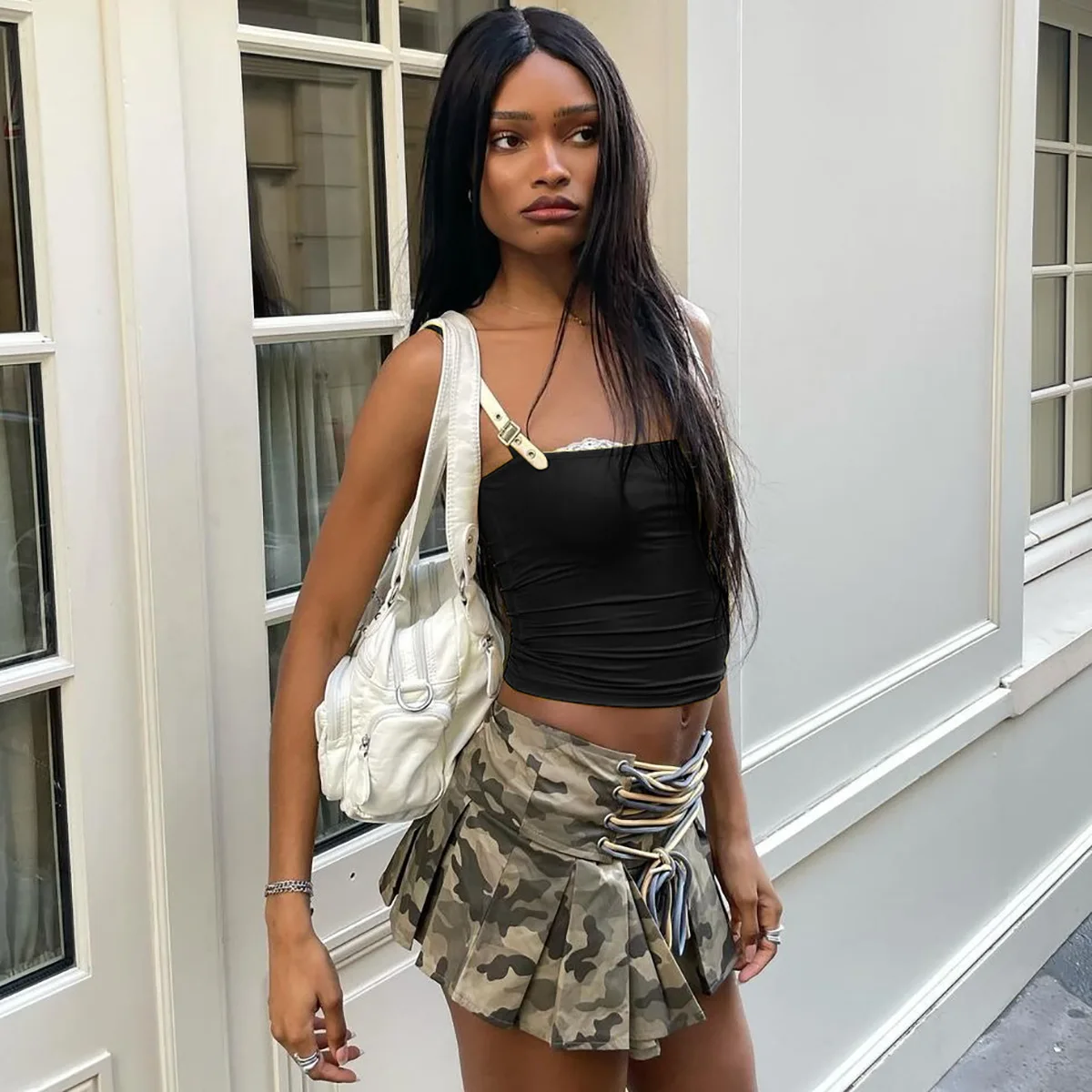 Summer Lace Patchwork Tank Top For Women Backless Slim Square Collar Cropped Sexy Y2k Vest Female Contrast Streetwear 2025