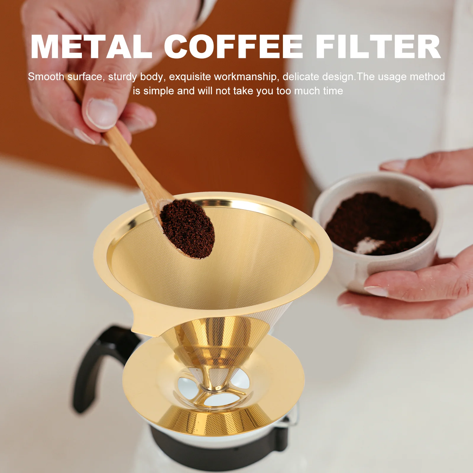 Coffee Filter Office Cone Reusable Funnel Paperless Maker Double Mesh Dripper Hand Strainer