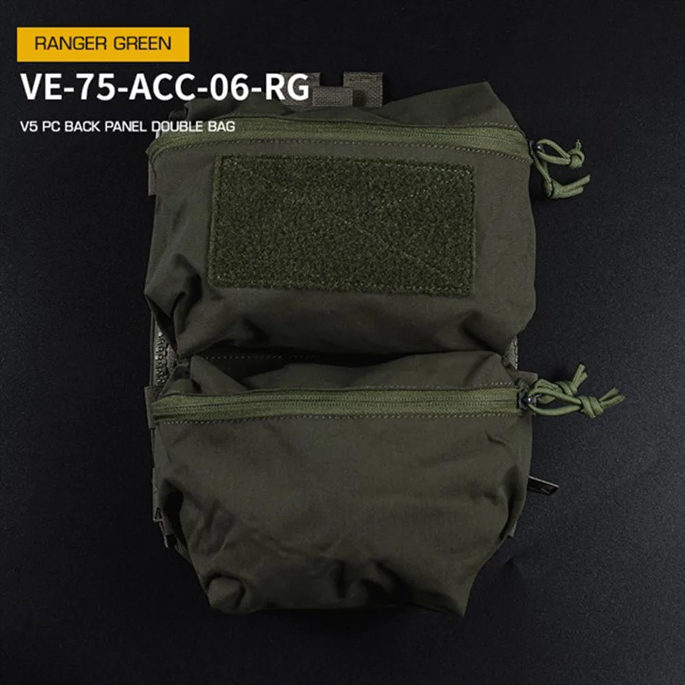Tactical FCPC V5 Plate Carrier Back Panel Double Bag General Purpose Pockets Vest Accessories Sundries Pouch