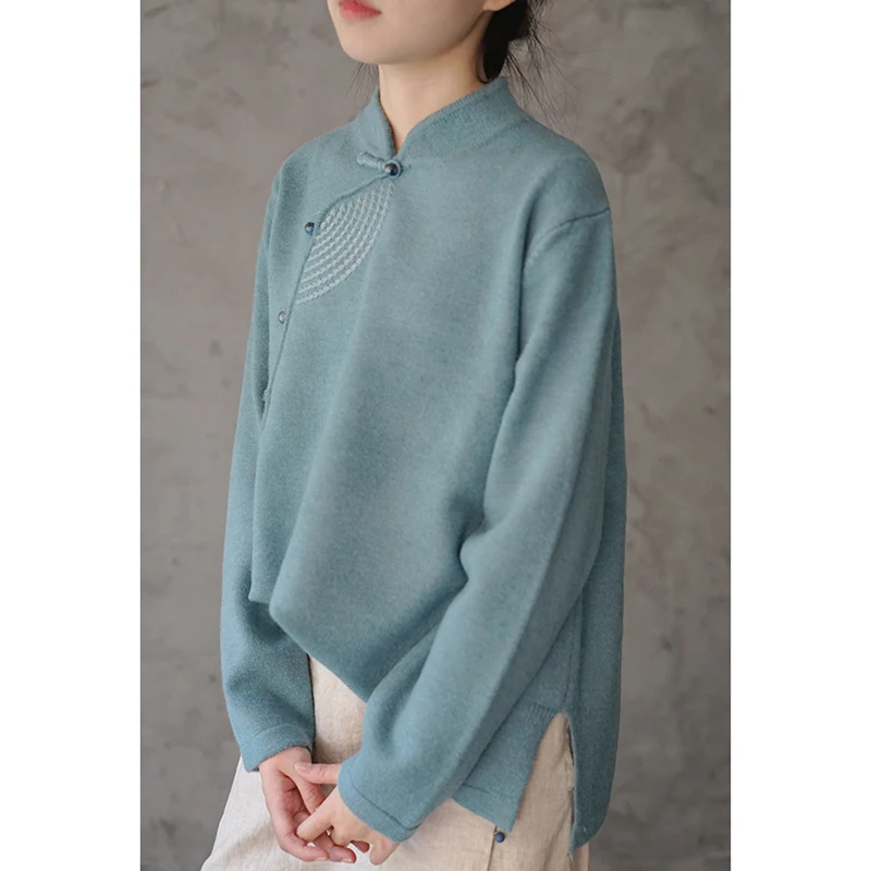 Sweater New Women's Loose Outer Wear Thick Retro Top Inner Tea Clothes Chinese Knitted Sweater