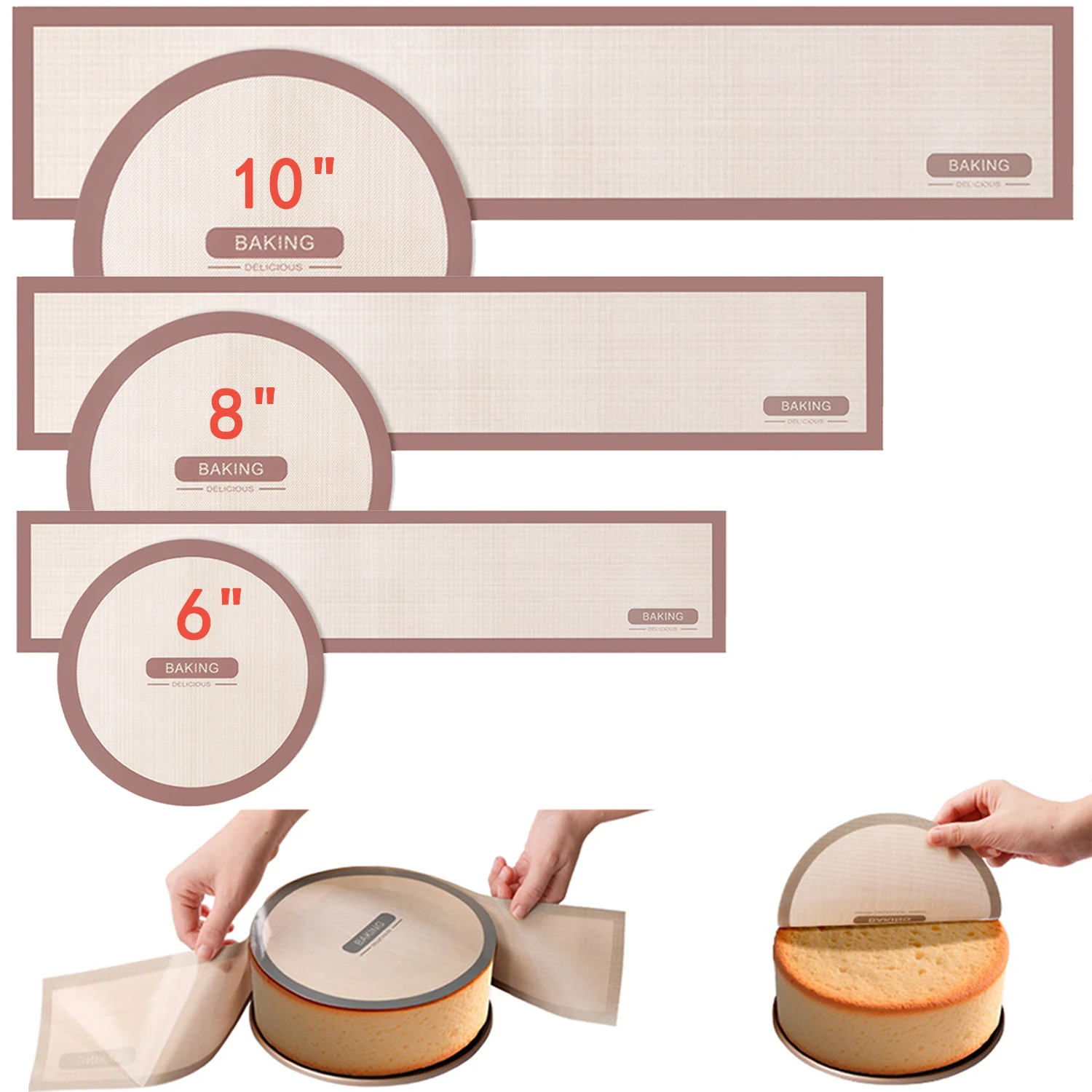 Nonstick Silicone Baking Mat for Cake Pans - Easy Clean Liners for Cheesecake Baking