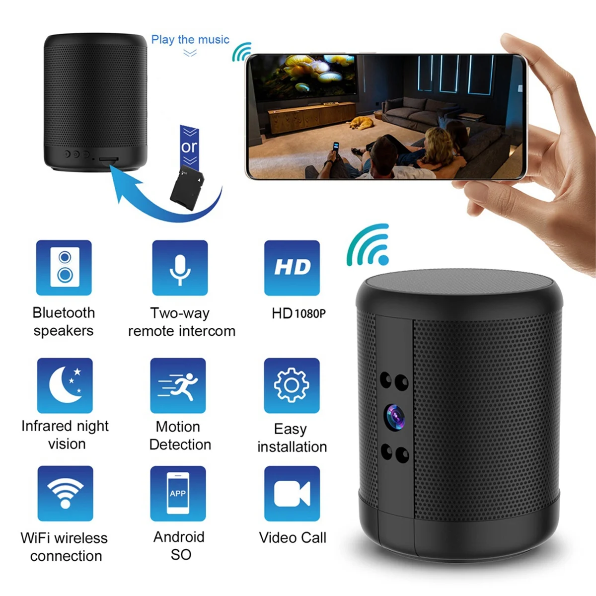 Smart Surveillance Wireless Camera Wifi Wide Angle High Definition Night Vision Home Remote Network Monitoring
