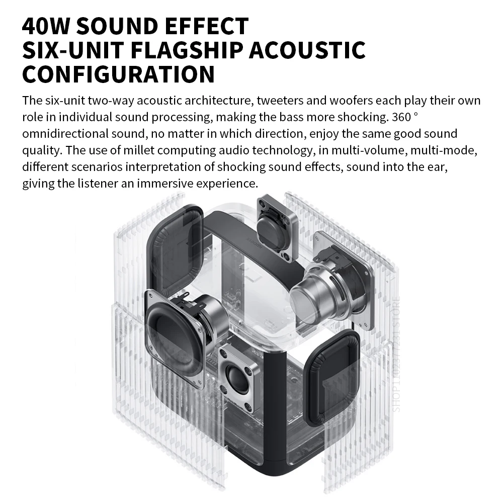 Bluetooth Speaker Outdoor 40W HARMAN AudioEFX IP66 14 Hours Battery Life For Xiaomi