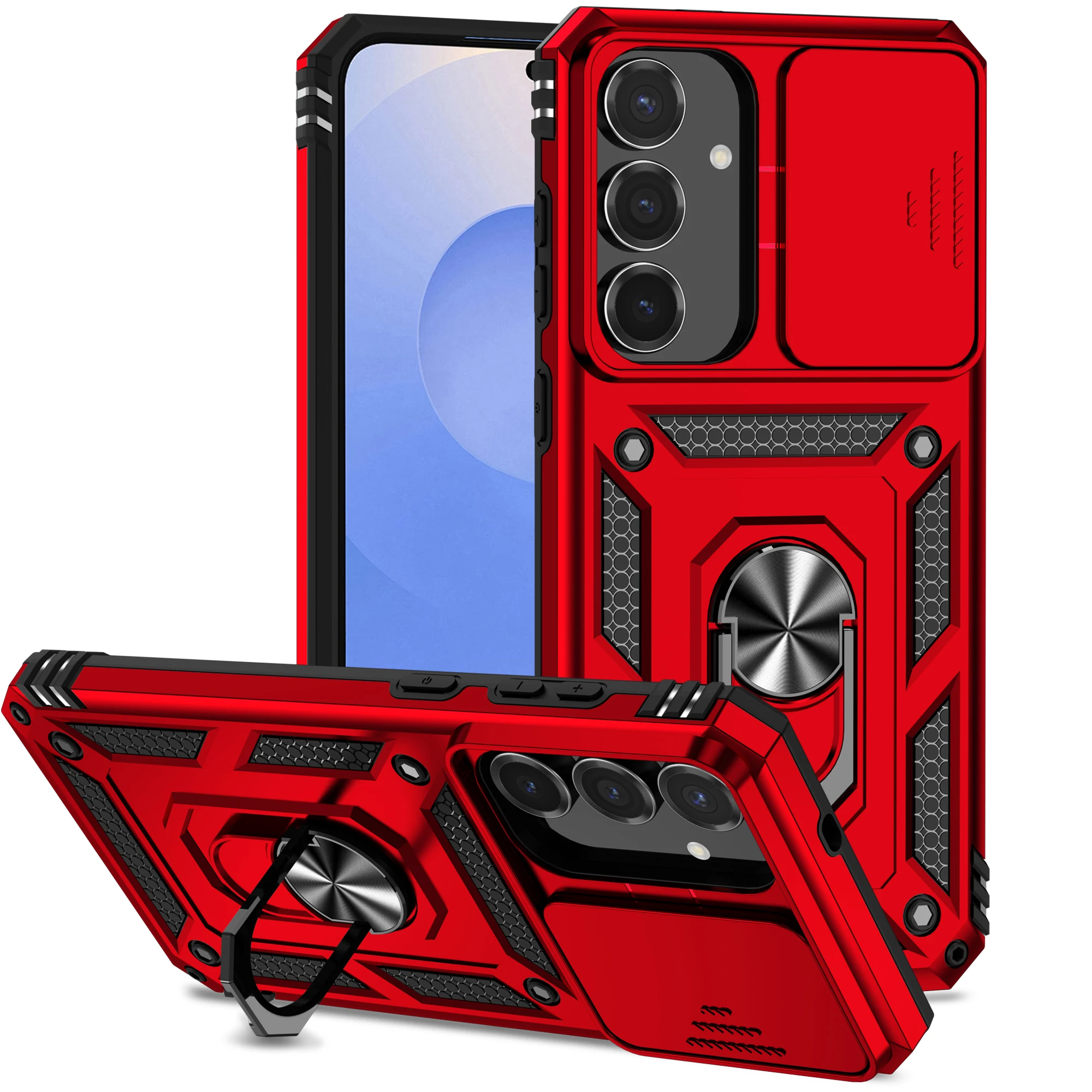 Shockproof Armor Case with Ring Holder and Lens Protection – Enhanced Durability Cover