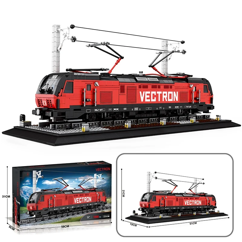 Vectron 승객 열차 빌딩 블록, 도시 운송 열차, 데스크탑 장식 장식품, 어린이 DIY 장난감, 생일 선물, 1889 개