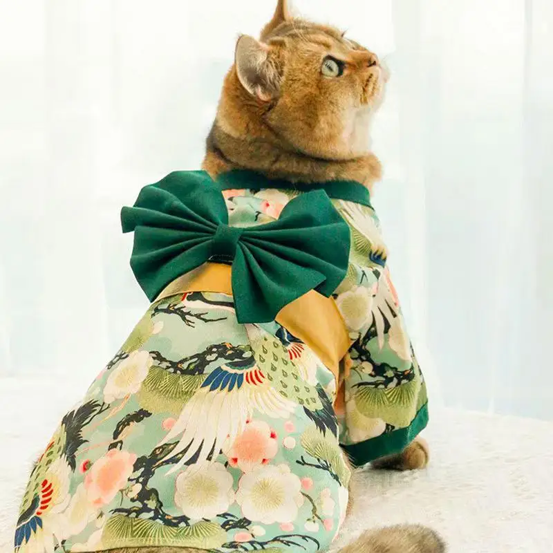 Pet Cat Kimono Japan Kimono Japanese Pet Costume Dog Clothes Japanese Dog Clothes Bowknot Cat Clothing Christmas