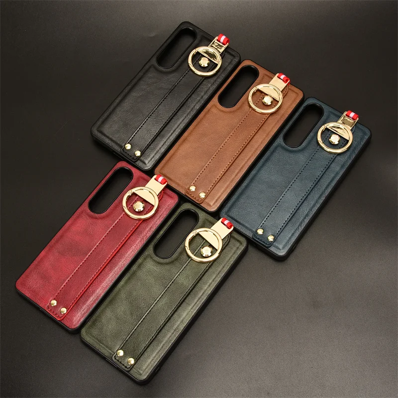 Luxury Leather Wristband Stand Case with Ring Opener