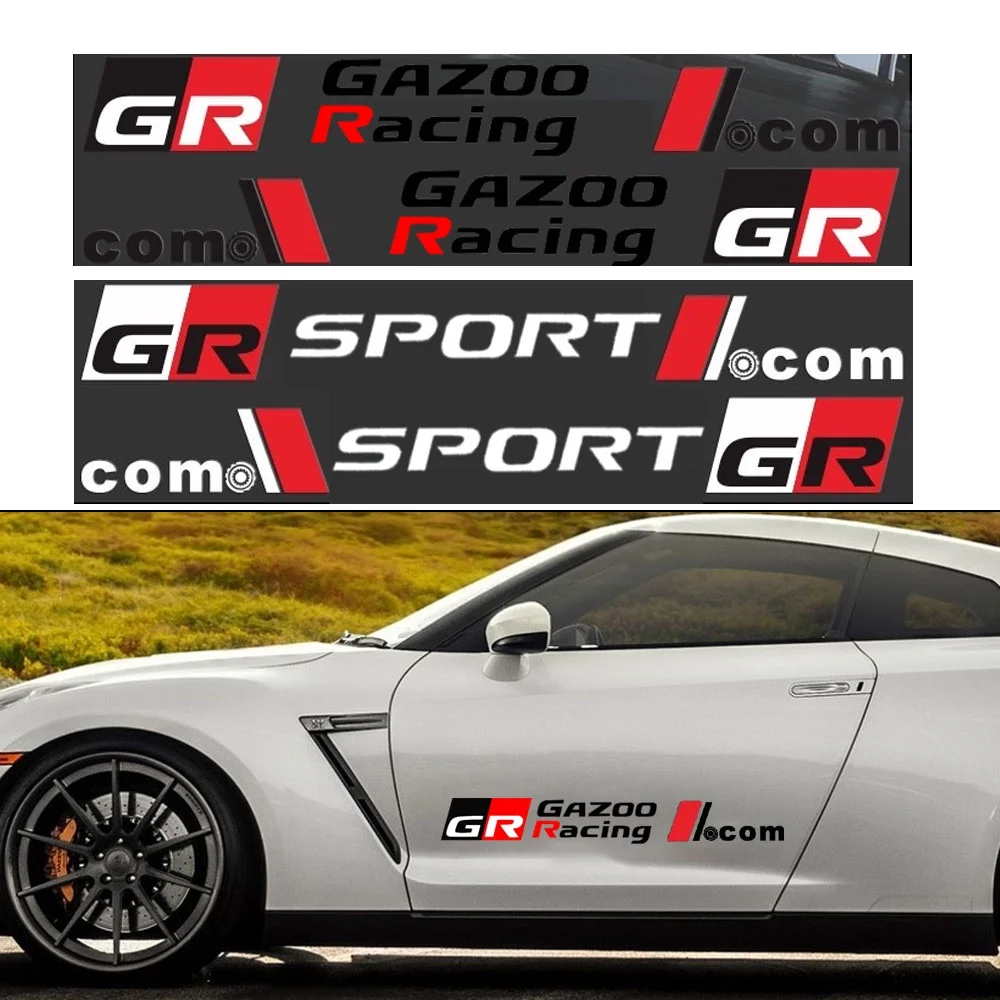 도요타 GR 스포츠 GR GAZOO RACING CHR Corolla Hilux Prad Yaris용 자동차 도어 바디 스티커, 자동차 사이드 도어 비닐 데칼 스티커, 2 개