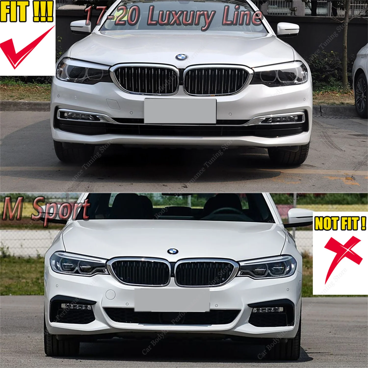BMW G30 G31 520d 525d 530d 530e 2017-2020 프리-LCI 럭셔리 라인 튜닝용 프론트 범퍼 립 스포일러 스플리터 디퓨저 커버 가드
