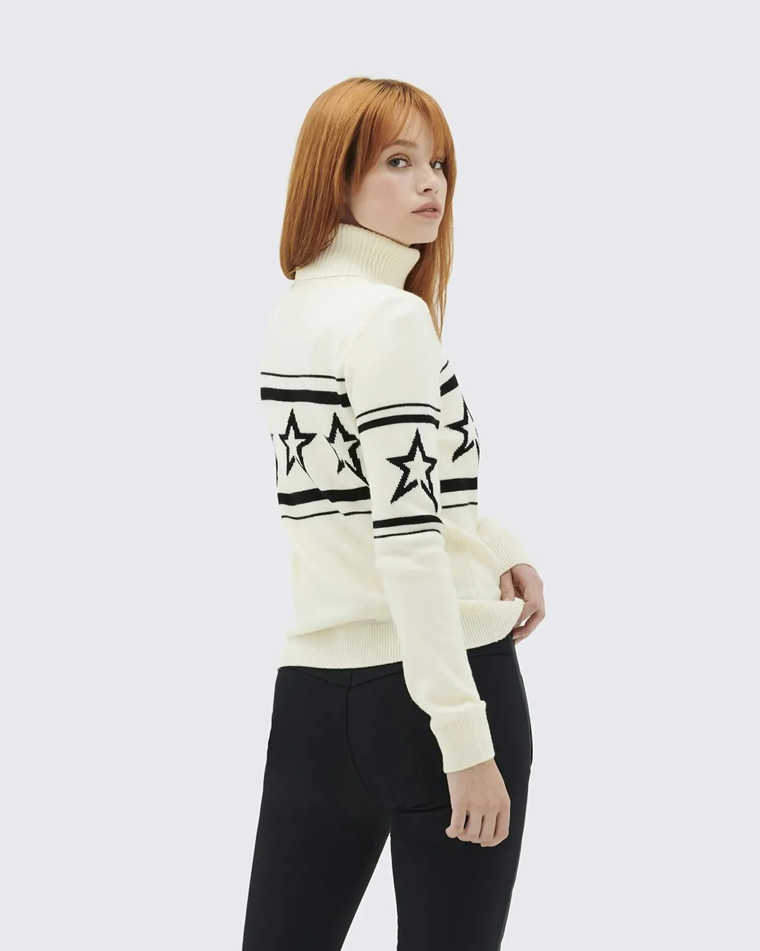 European and American women's high-end high neck sweater with star stitching pattern for warmth, knitted sweater 5