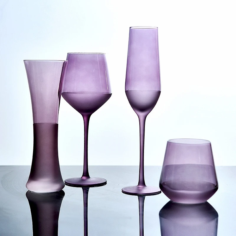Purple Frosted Glass, French Style, High Aesthetic Grape Wine Glass, High Aesthetic Aesthetics, Champagne Glass
