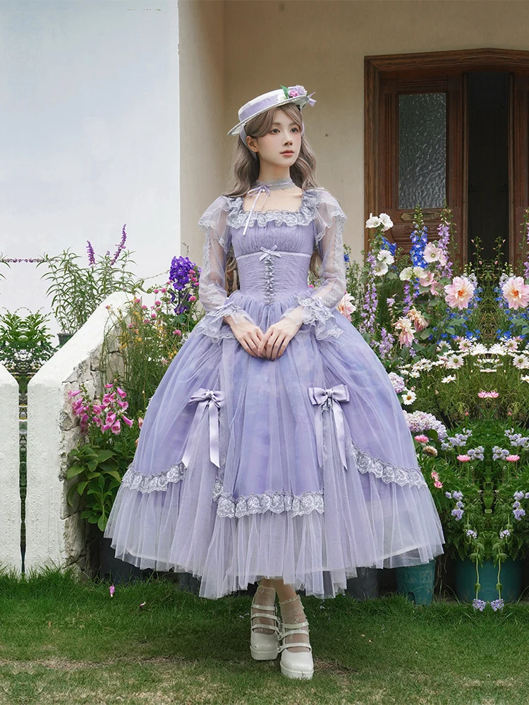 Mori Girl Cla Purple Lolita Princess Dress Op Summer Girl Women's