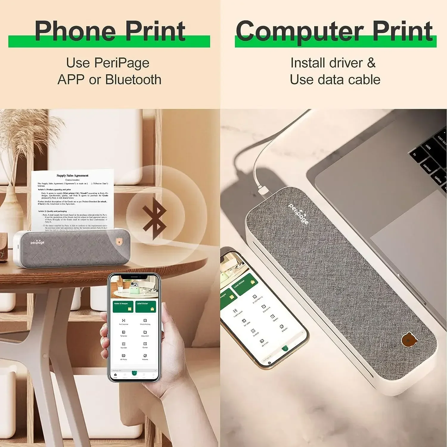GlowMartPeripage A4 Thermal Printer 203DPI Rechargeable Portable Printer Usb Black and White A40 Document No Color