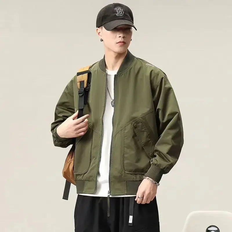 thumbnail image 1 of Chaquetas de béisbol de moda para hombre con cremallera en V, abrigos masculinos elegantes Y2k de alta calidad, ropa barata, ofertas, reseñas coreanas, muchas estéticas de Joker, 1 of 4