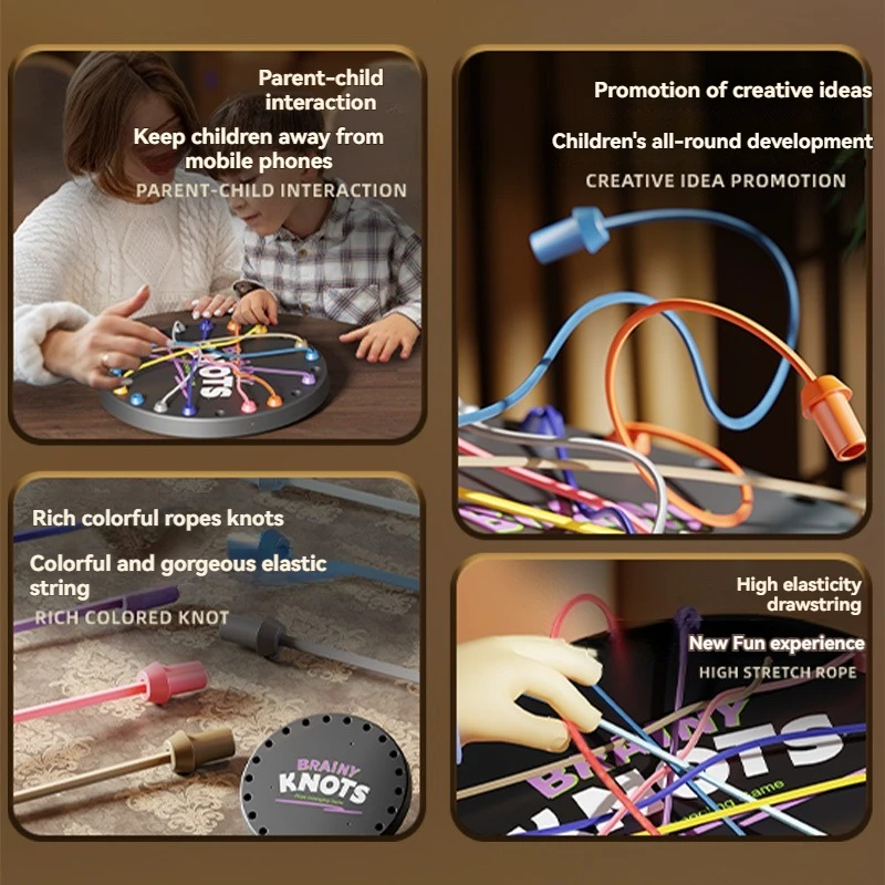 board game board game toy Children Rope Knots Sensory Social Board Game Logical Thinking Challenge Twisted Connected Line Brain Strategy Fun Table Game