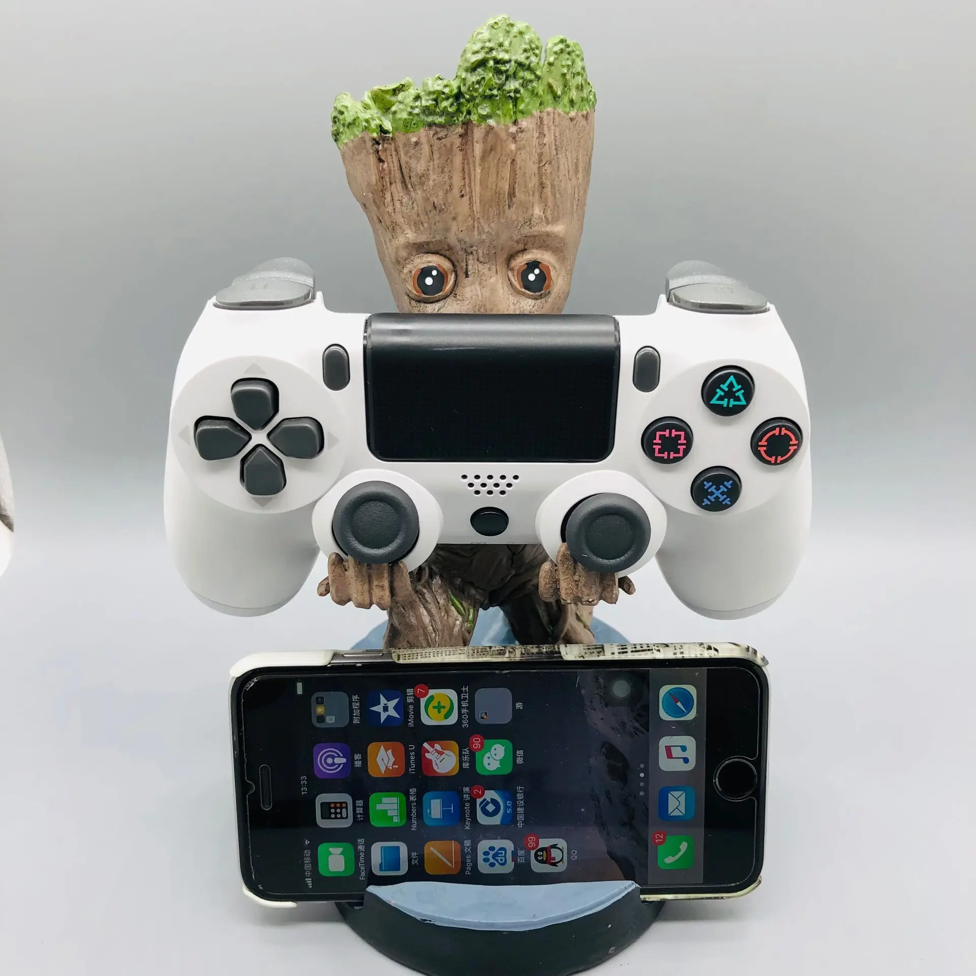 

The Avengers Anime Figure Groot Tree Man Q Version Mobile Phone Holder Pvc Statue Model Doll Collection Ornaments Gifts
