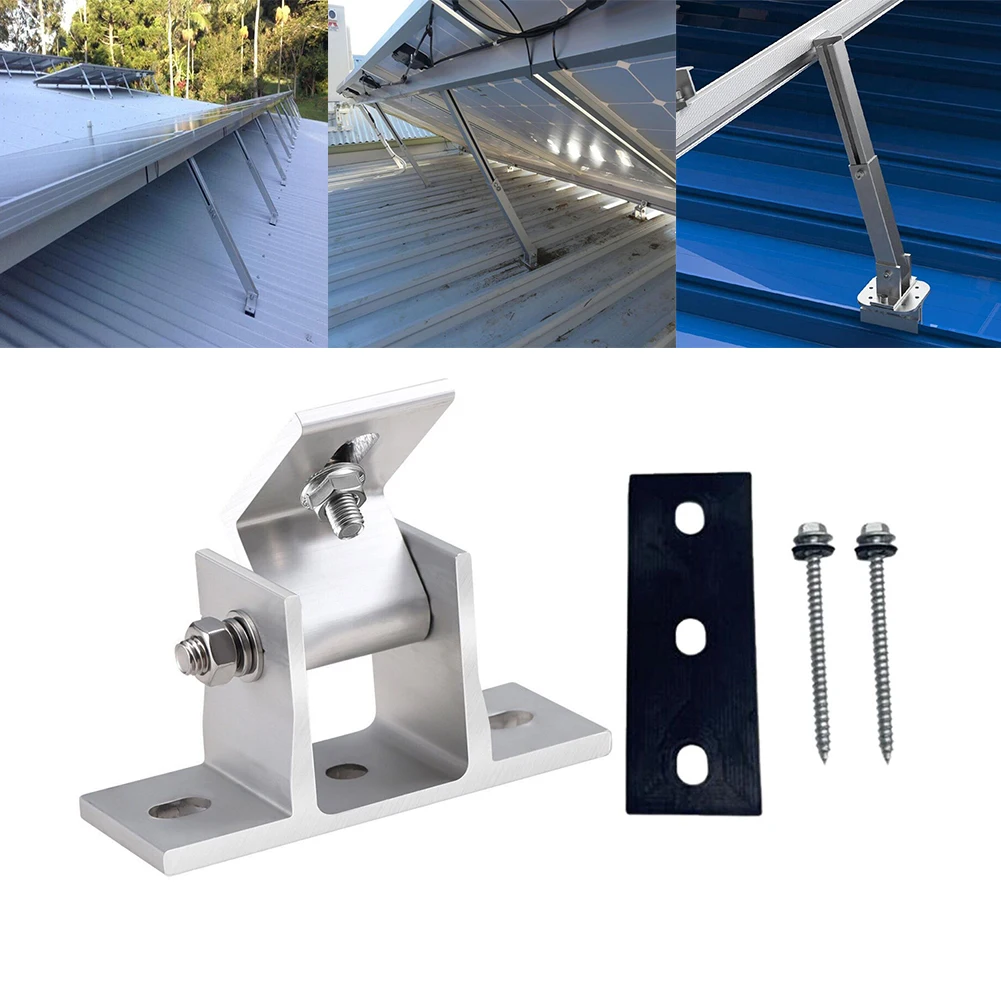 

1pc/2pcs/4 Sets Solar Panel Elevation W/ Angle Bracket Roof Mounting Attachment Foot Mount With-Screws Rubber Pads ToolKit